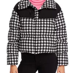 Moncler Black and White Houndstooth Puffer Jacket